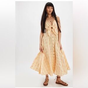 NWT Free People Via Tie-Front Midi Dress